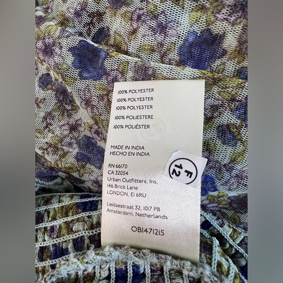 Free People Beatrice Ruffle Blouse Top Floral Printed Smocked‎ Cropped Sz S NWT - Picture 9 of 12